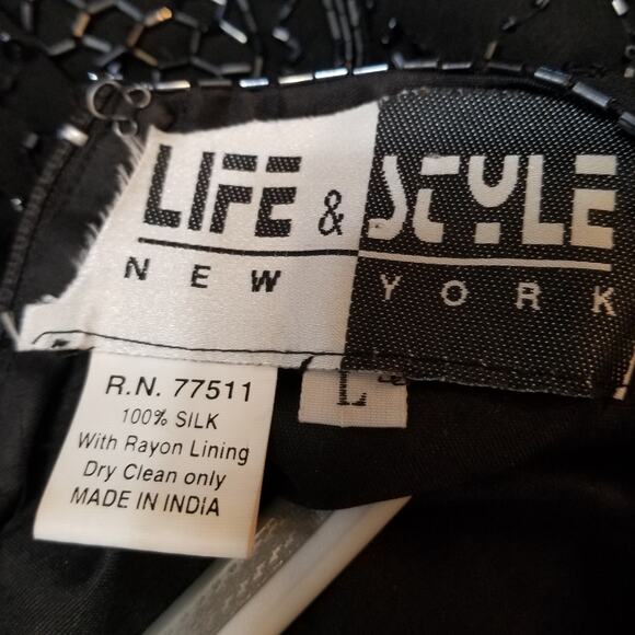 Life & Style New York Formal Silk Beaded Sequin Tiered Formal Party Dress Sz L - Picture 9 of 9